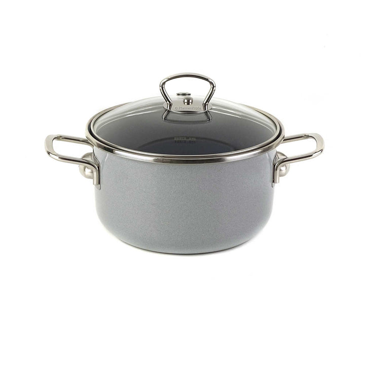 BELIS steel-enamel casserole PREMIUM 18 cm GREY