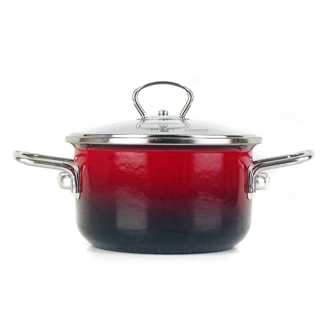 BELIS steel-enamel casserole PREMIUM 16 cm RED
