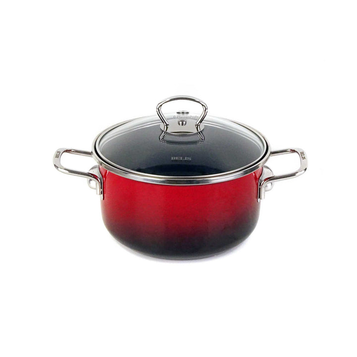 BELIS steel-enamel casserole PREMIUM 18 cm RED