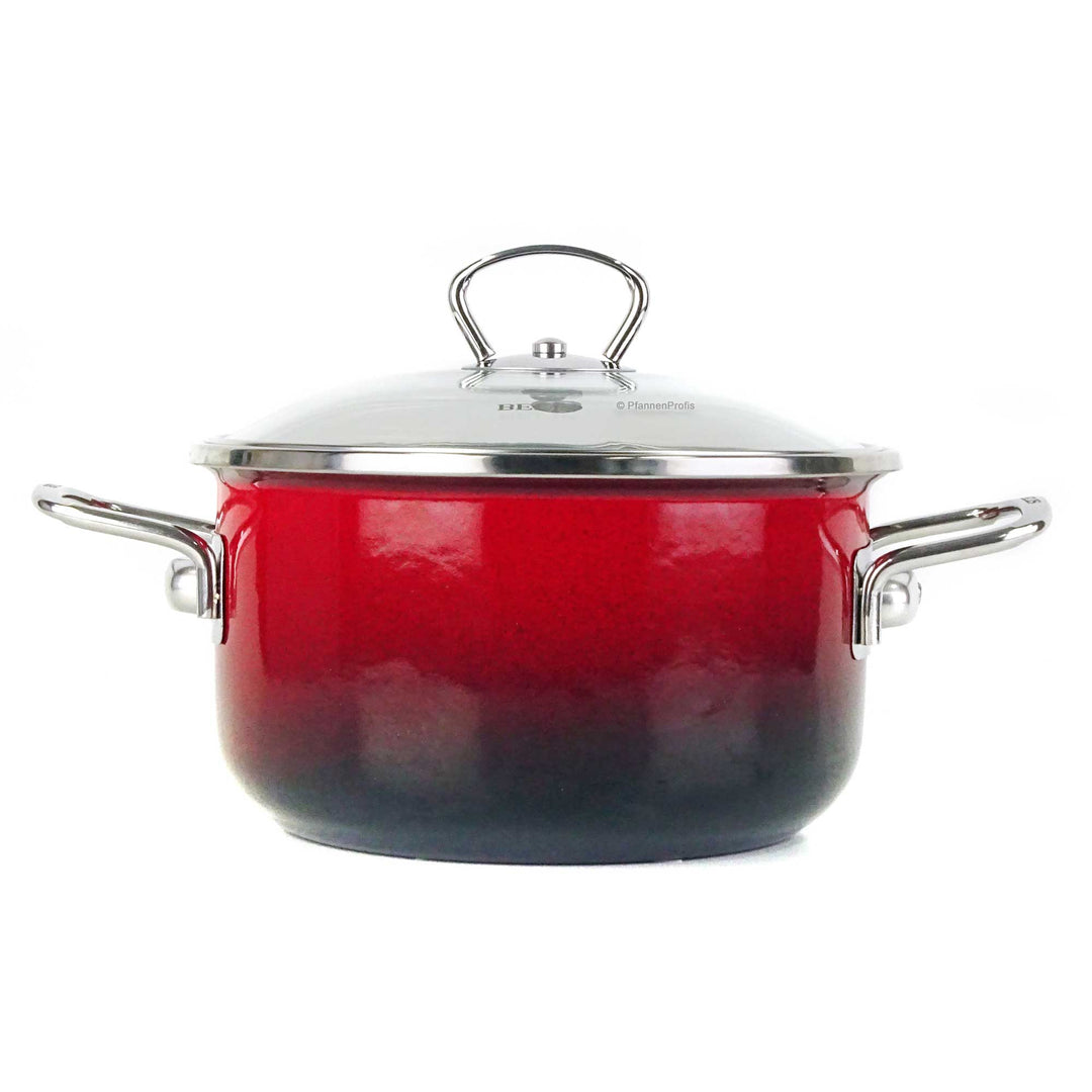 BELIS steel-enamel casserole PREMIUM 18 cm RED