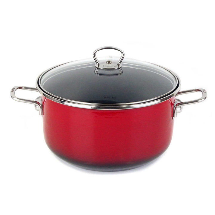 BELIS steel-enamel casserole PREMIUM 24 cm RED