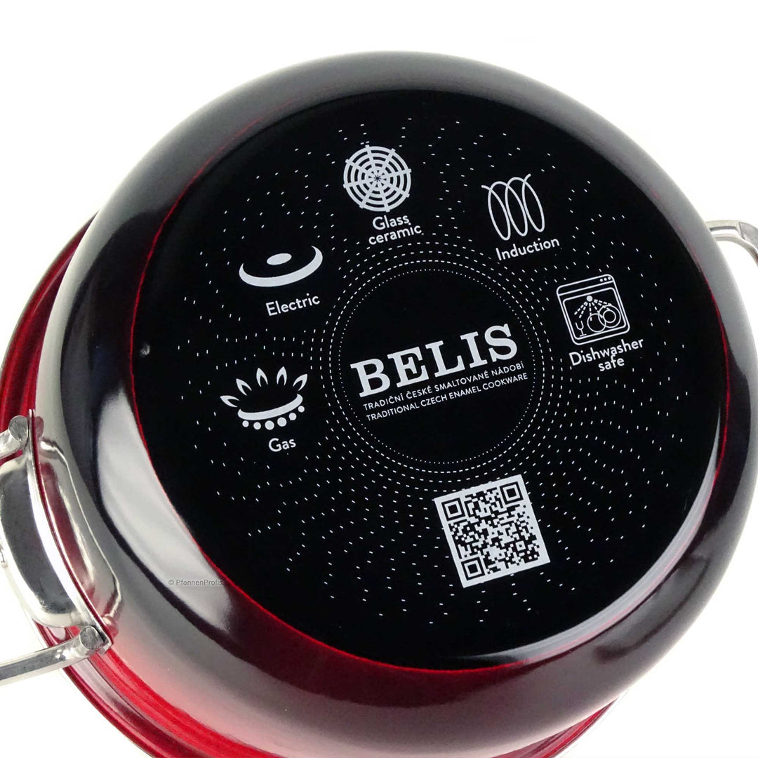 BELIS steel-enamel casserole PREMIUM 16 cm RED