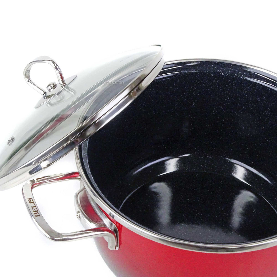 BELIS steel-enamel casserole PREMIUM 16 cm RED
