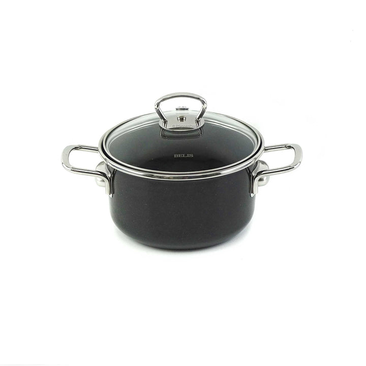 BELIS steel-enamel casserole PREMIUM 16 cm BLACK