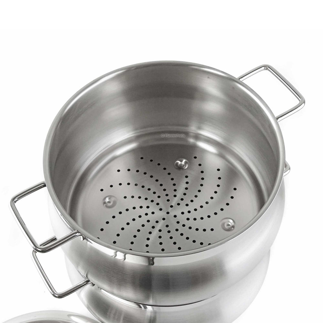 BARAZZONI Cuiseur vapeur TUMMY acier inoxydable casserole 22 cm + couvercle + panier vapeur