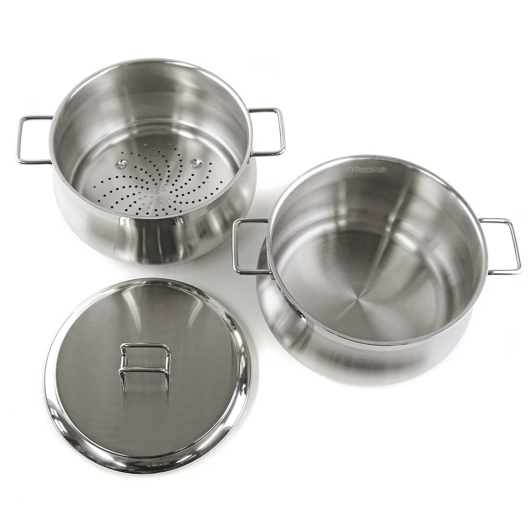 BARAZZONI Cuiseur vapeur TUMMY acier inoxydable casserole 22 cm + couvercle + panier vapeur