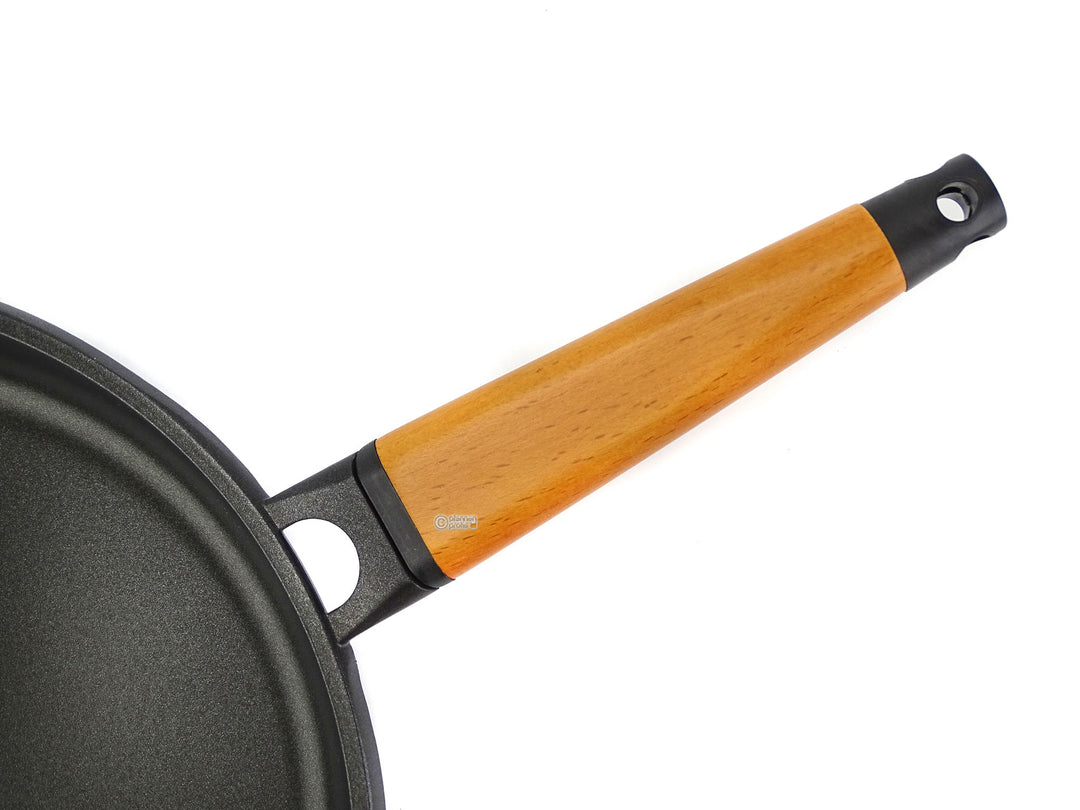 CASTEY Alu Guss Bratpfanne CLASSIC 30 cm abnehmbarer Holz-Griff Pfanne Induktion