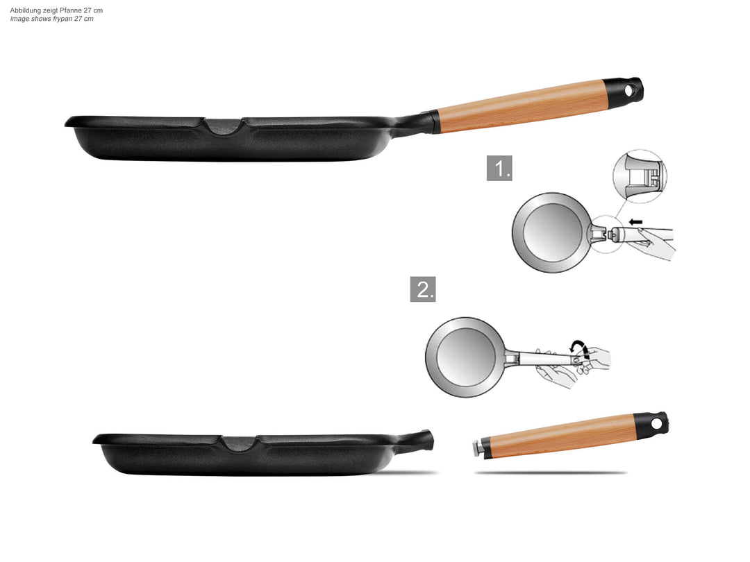 CASTEY Alu Guss Grillpfanne CLASSIC 27 x 27 cm abnehmbarer Griff Induktion