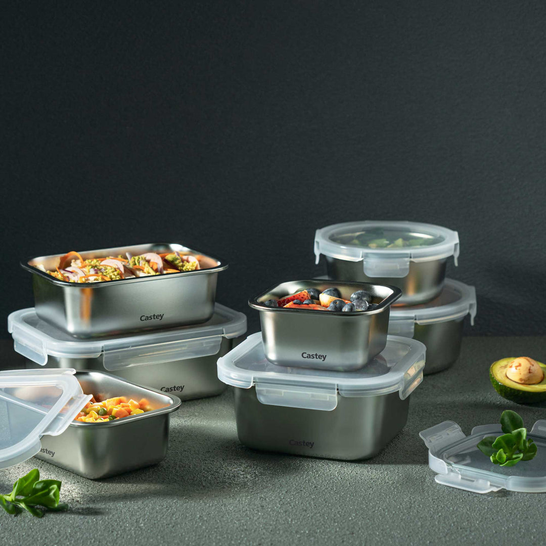 CASTEY food storage container stainless steel microwave-safe 1.45 l square