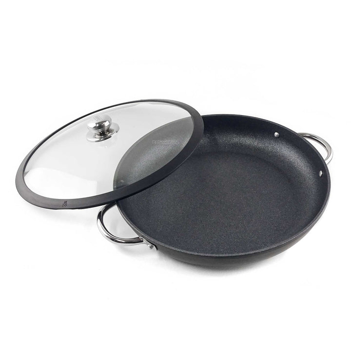 RISOLI large cast aluminum pan 36 cm with glass lid ovenproof