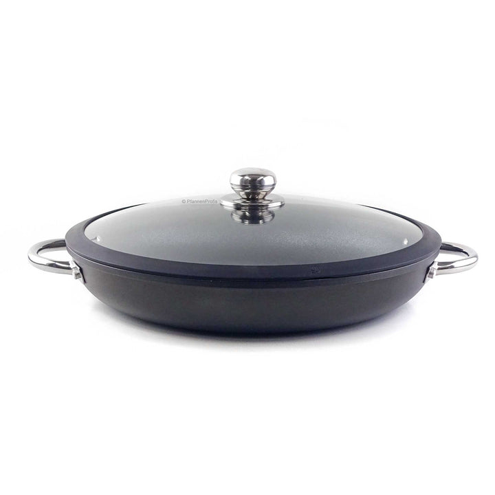 RISOLI large cast aluminum pan 36 cm with glass lid ovenproof