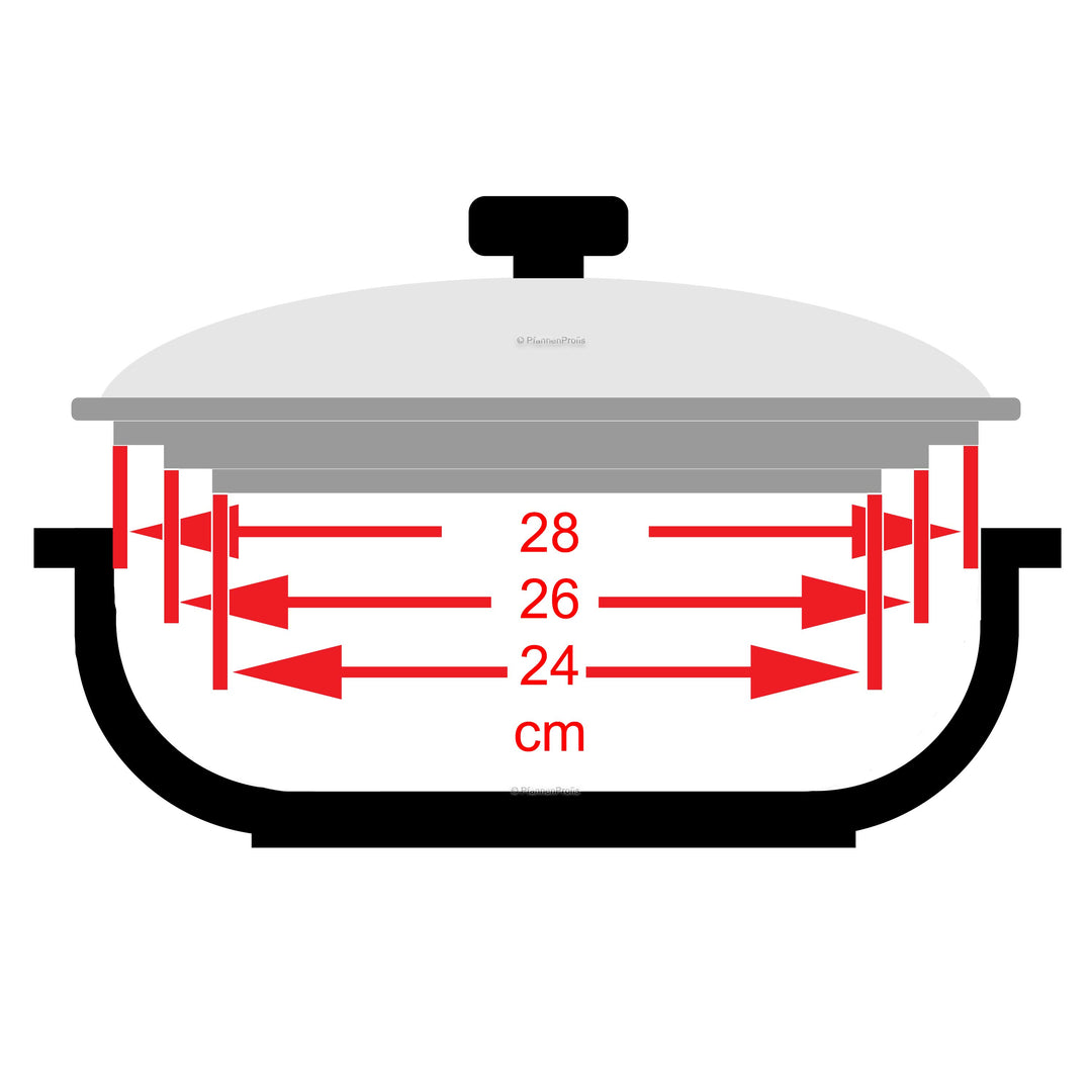VITRINOR 3-in-1 Multi Glasdeckel für 3 Größen 24, 26, 28 cm