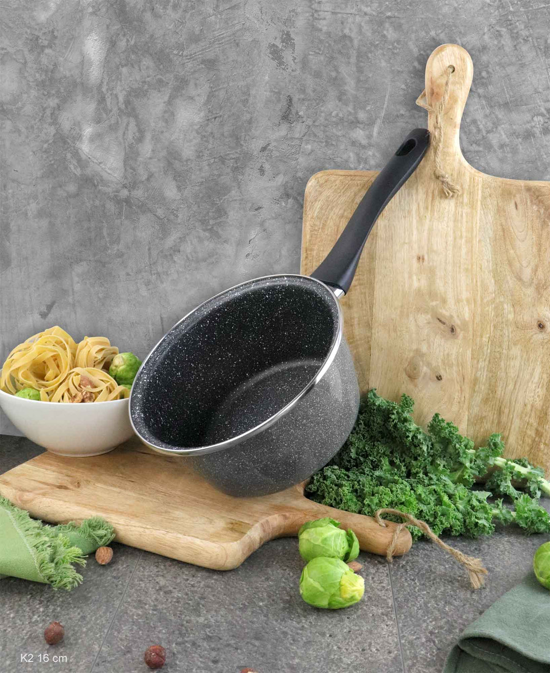 VITRINOR Stiel-Kasserolle K2 16 cm Stahl Emaille Antihaft 1,4L