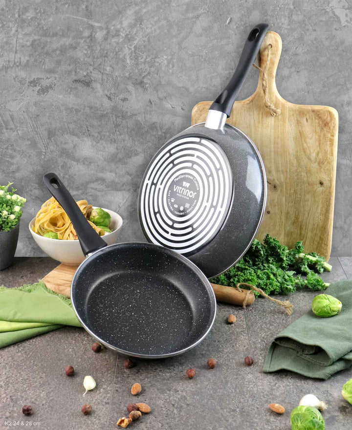 VITRINOR Bratpfanne K2 24 cm Stahl Emaille Antihaft Pfanne