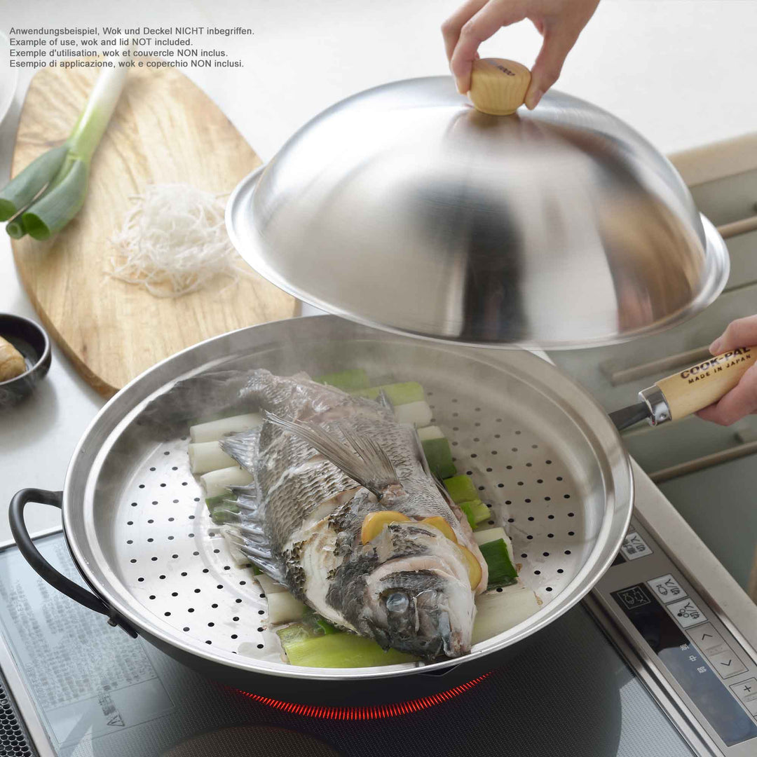 YOSHIKAWA Dämpf-Einsatz Edelstahl für Wok 36 cm