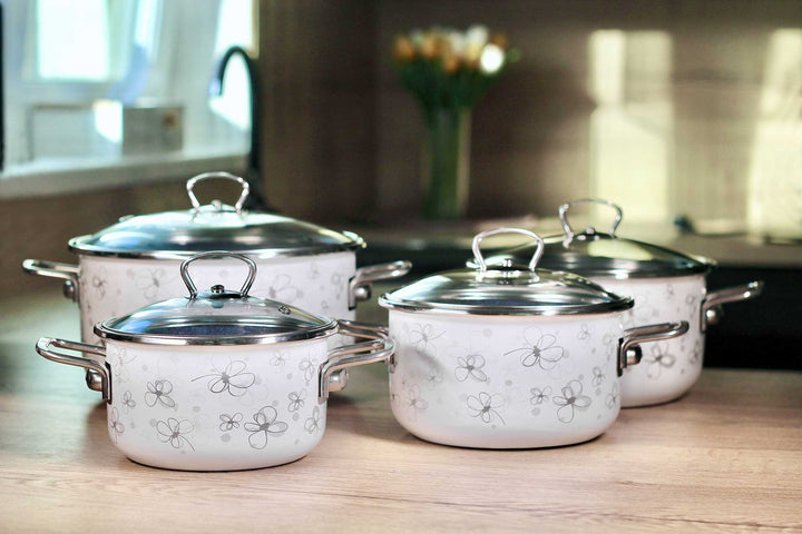 BELIS Stahl-Emaille Kochtopf PREMIUM 16 cm WEISS