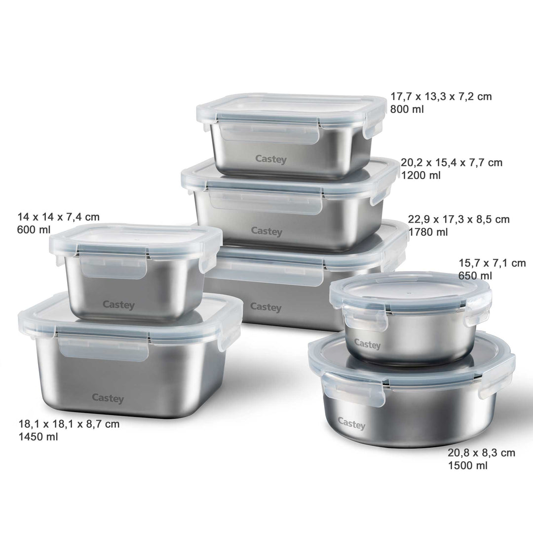 CASTEY food storage container stainless steel microwave-safe 1.45 l square
