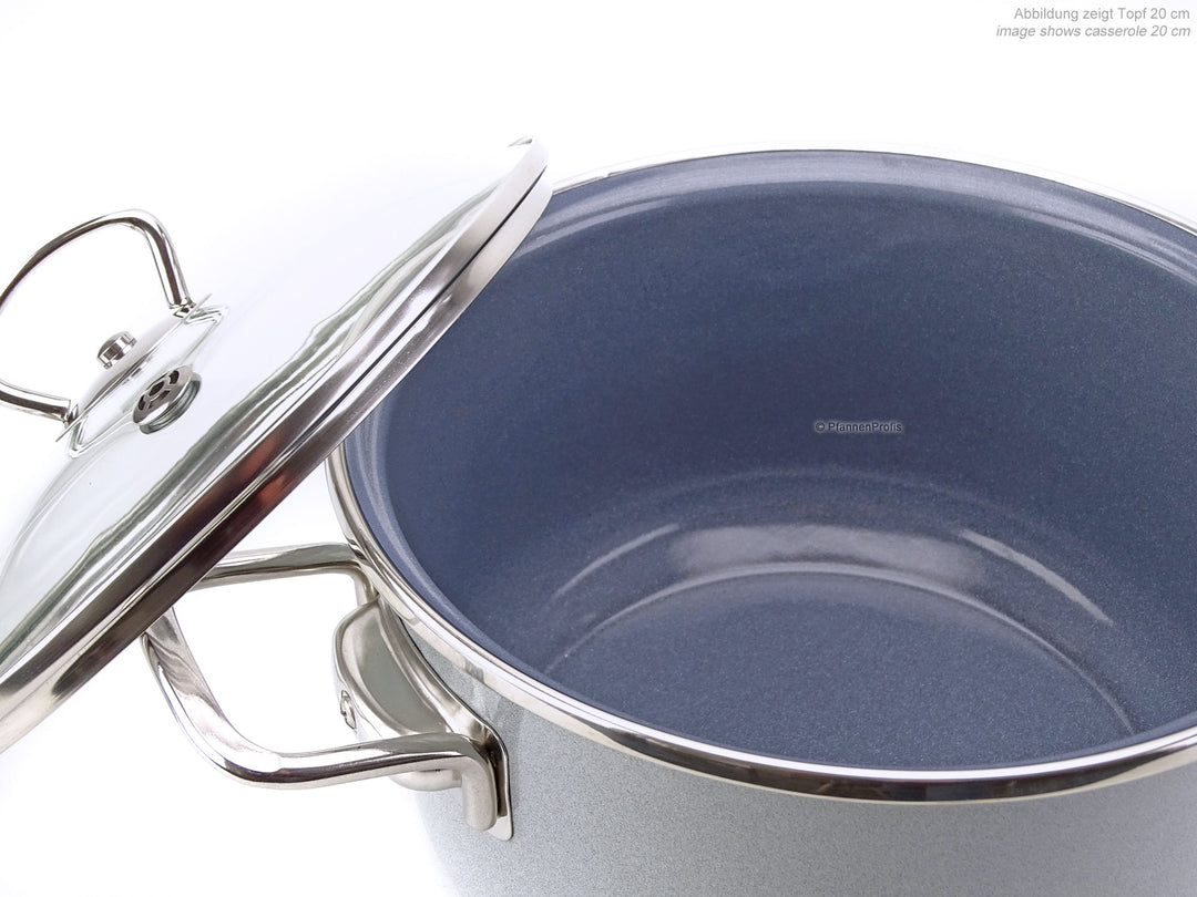 BELIS Stahl-Emaille Kochtopf PREMIUM 24 cm GRAU