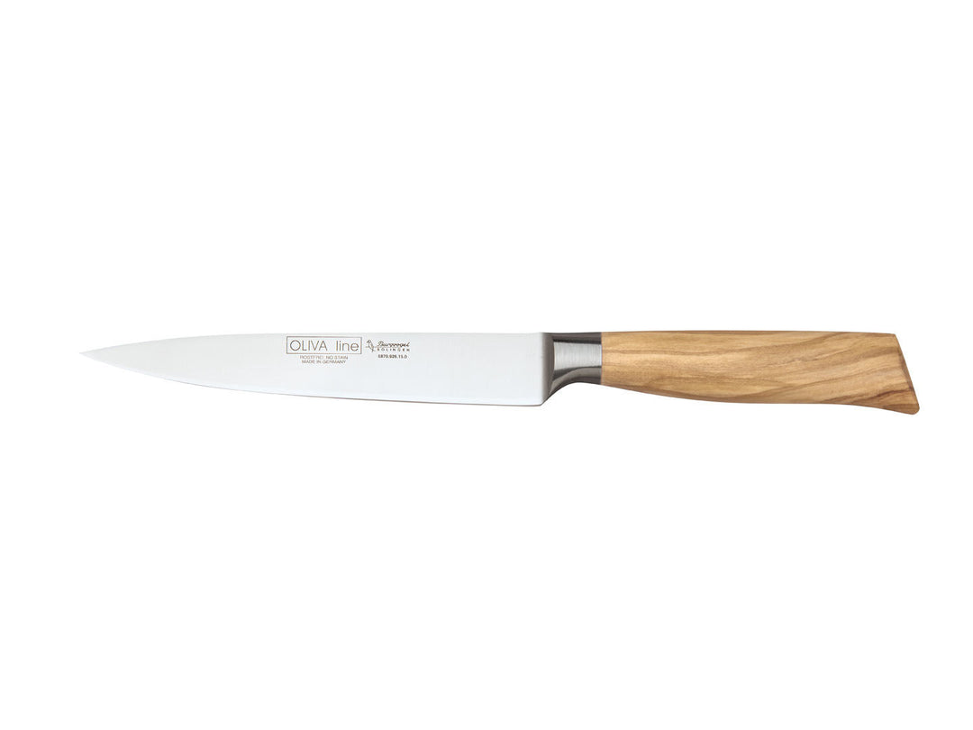 BURGVOGEL Solingen Filiermesser OLIVA LINE 15 cm geschmiedet Holzgriff