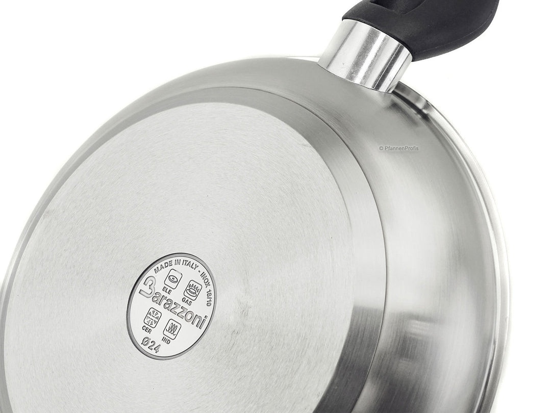 BARAZZONI Bratpfanne LE INOXIDABILI 24 cm Edelstahl Pfanne unbeschichtet