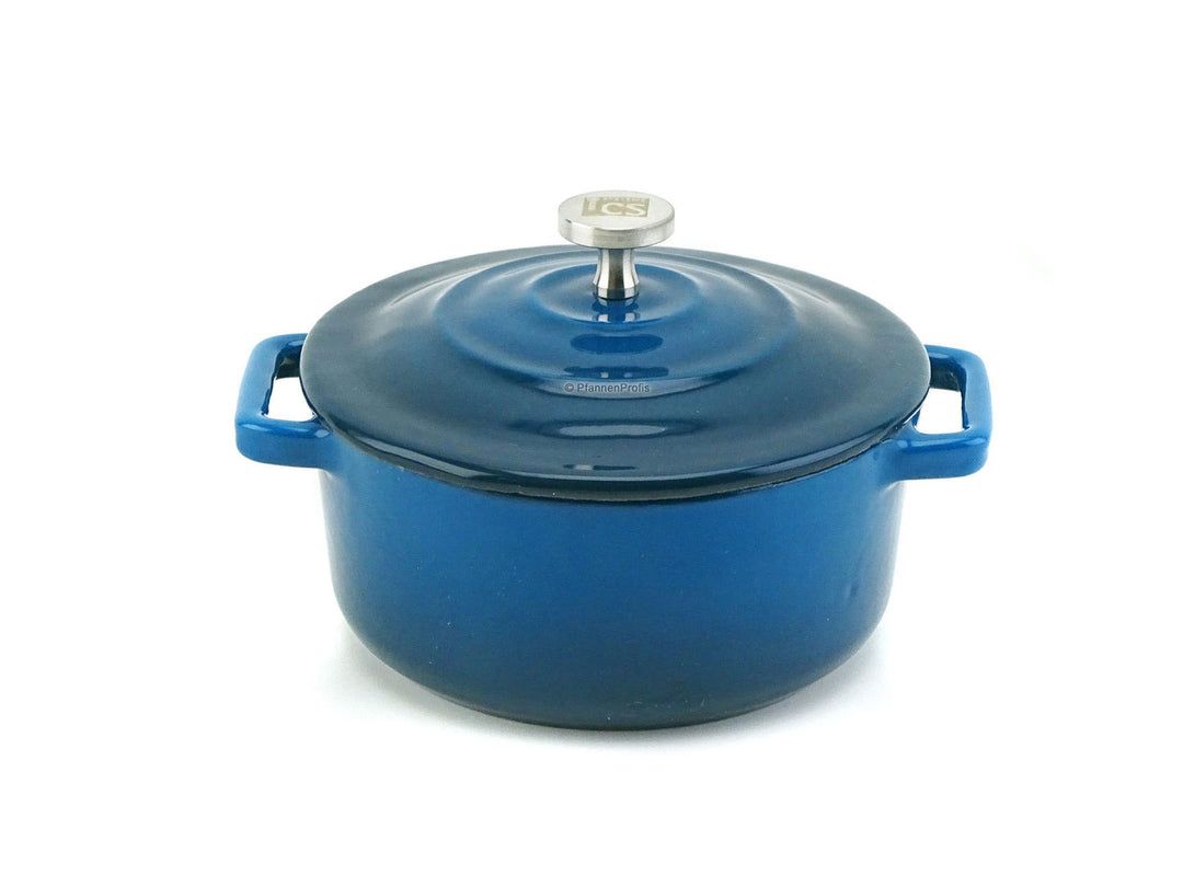 CS KOCHSYSTEME Gusseisen Mini Topf XANTEN 10 cm mit Deckel Emaille BLAU